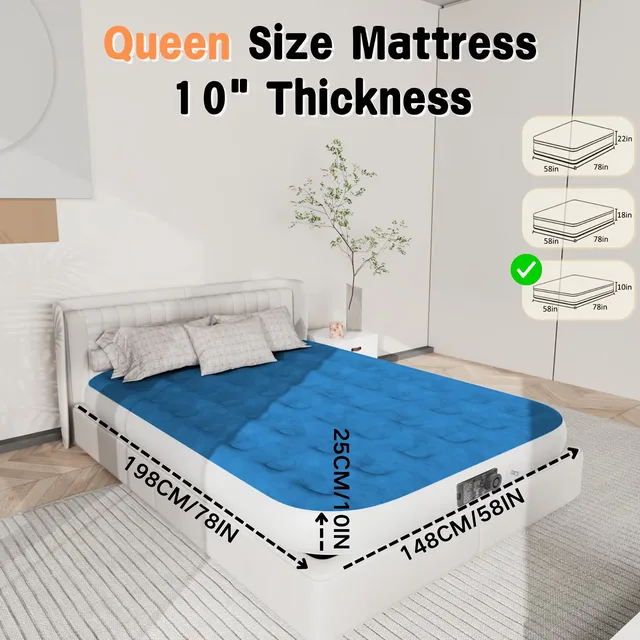 Inflatable Bed 77.56inch 58.66inch 9.84inch