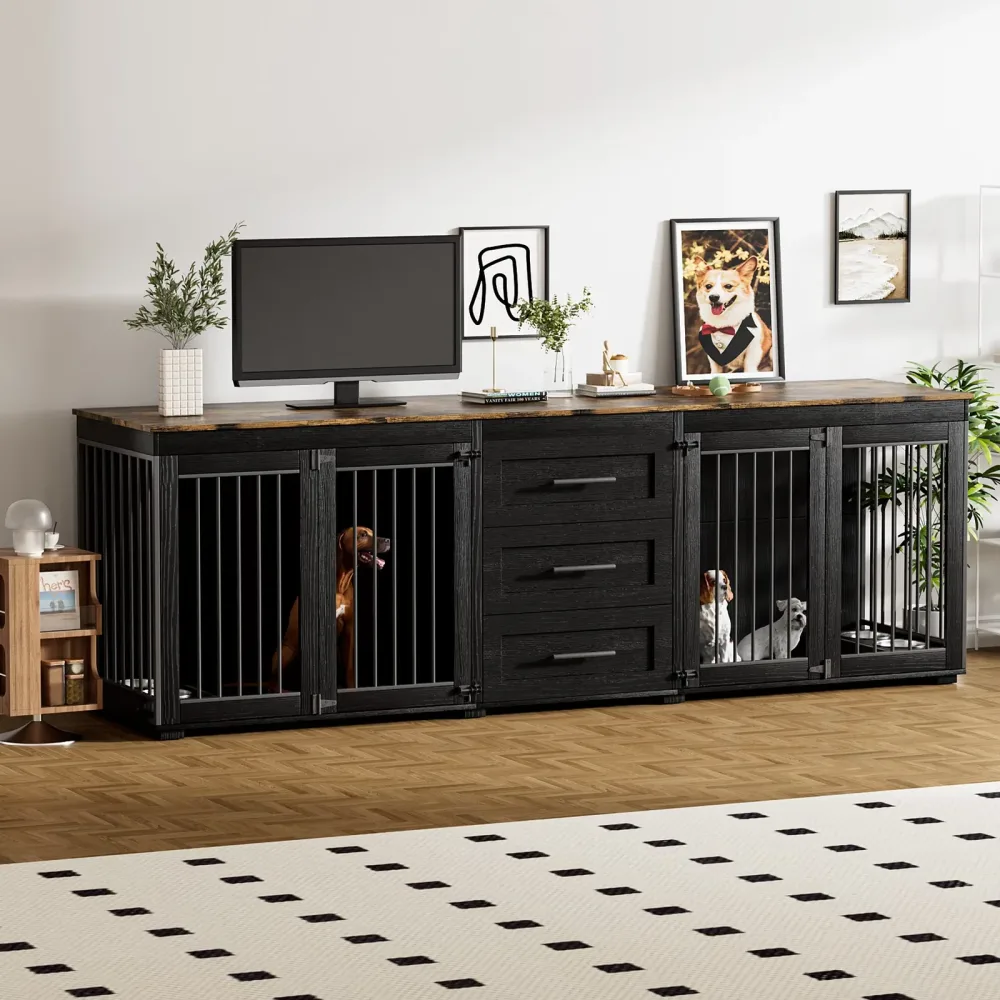 Dog Crate 95.4" black brown