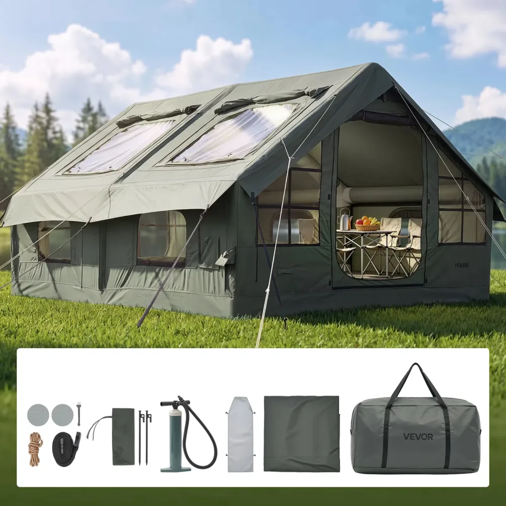 Inflatable Tent 5-8 person waterproof green