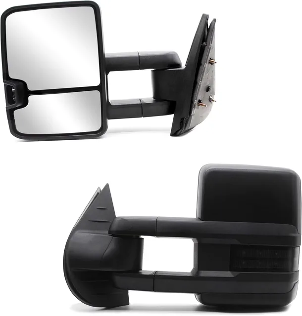 Tow Mirror telescoping folding black