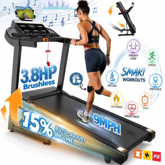 Folding Treadmill 3.8hp 300 lb