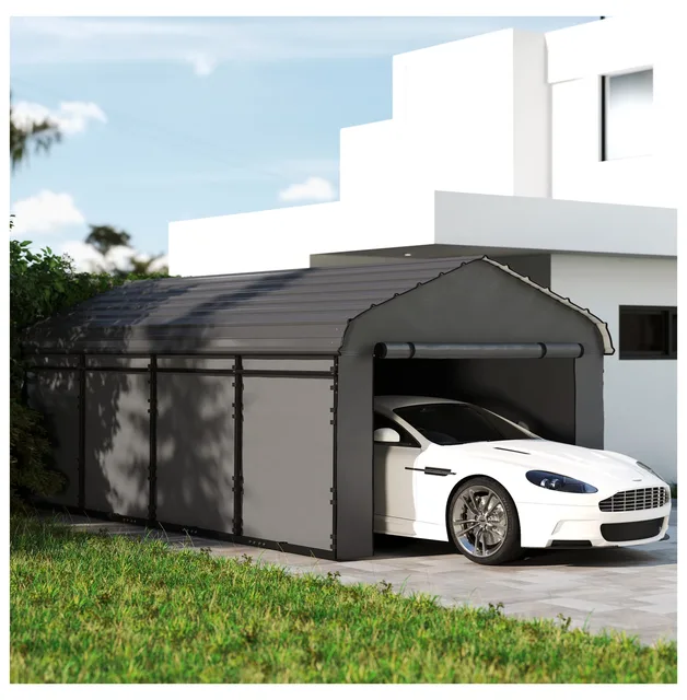 Metal Carport gray 237.8" 144.5"