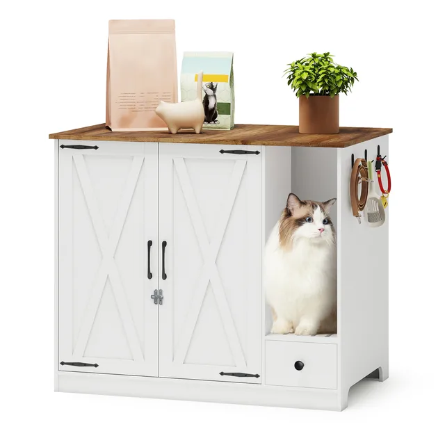 Cat Litter 32" white black