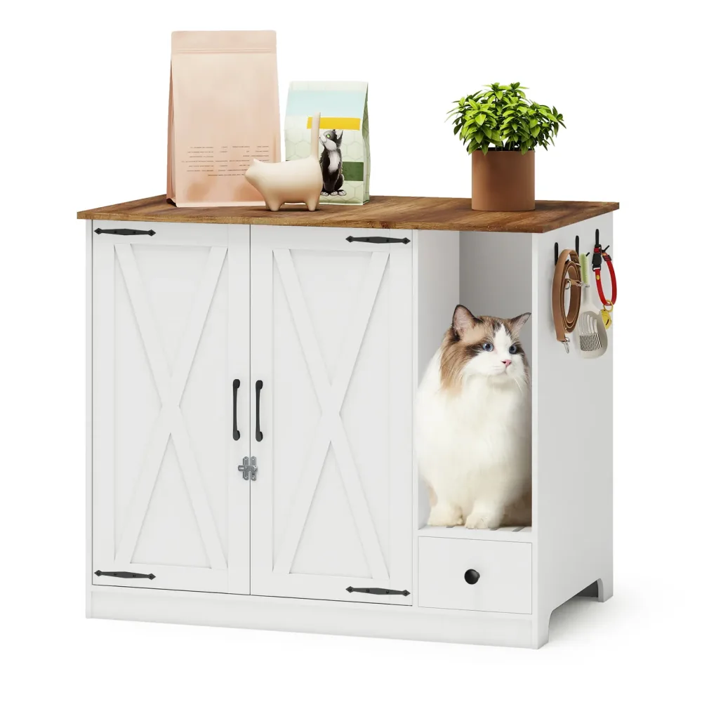 Cat Litter 32" white black