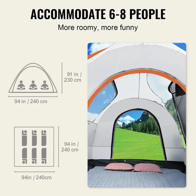 Camping Tent 8' 6-8 people waterproof