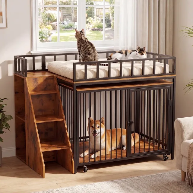 Dog Crate 37" black brown