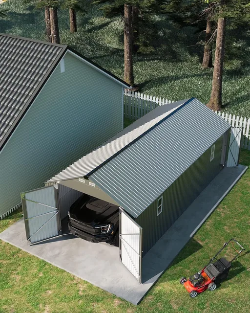 Metal Carport 12 ft 25 ft gray