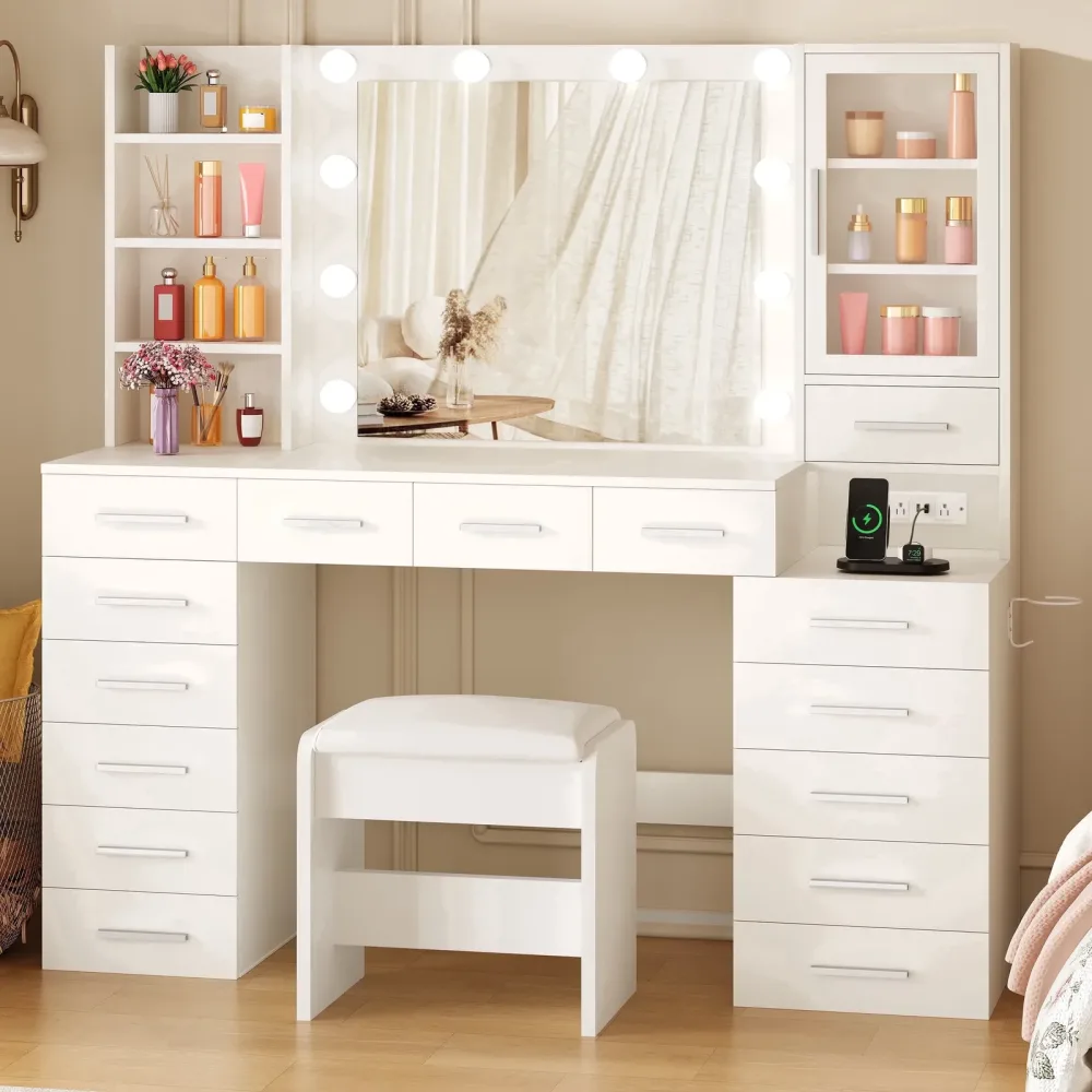 Vanity Desk 53.1" white led