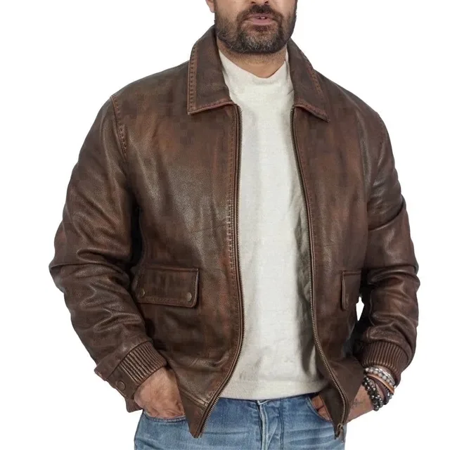Leather Motorcycle brown heavy-duty insulated