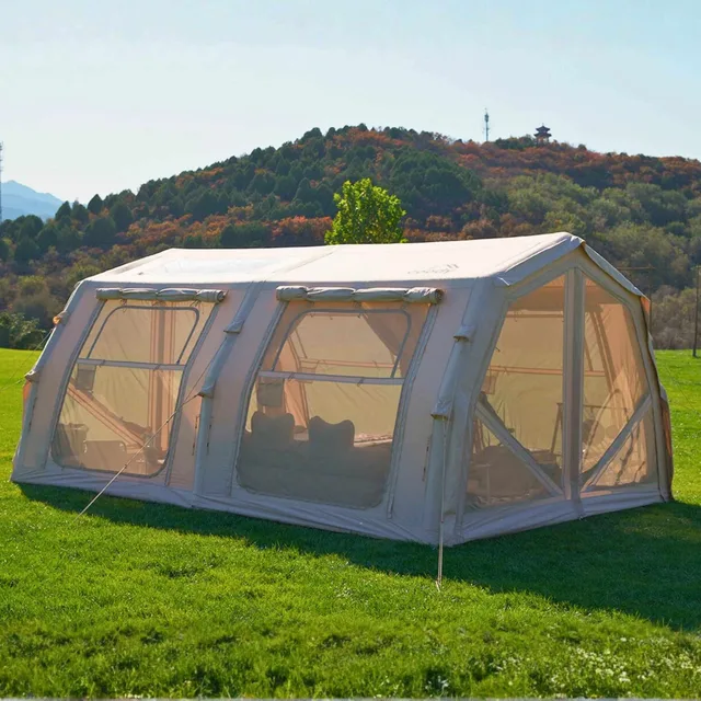Inflatable Tent 2-10 person beige 84 inches