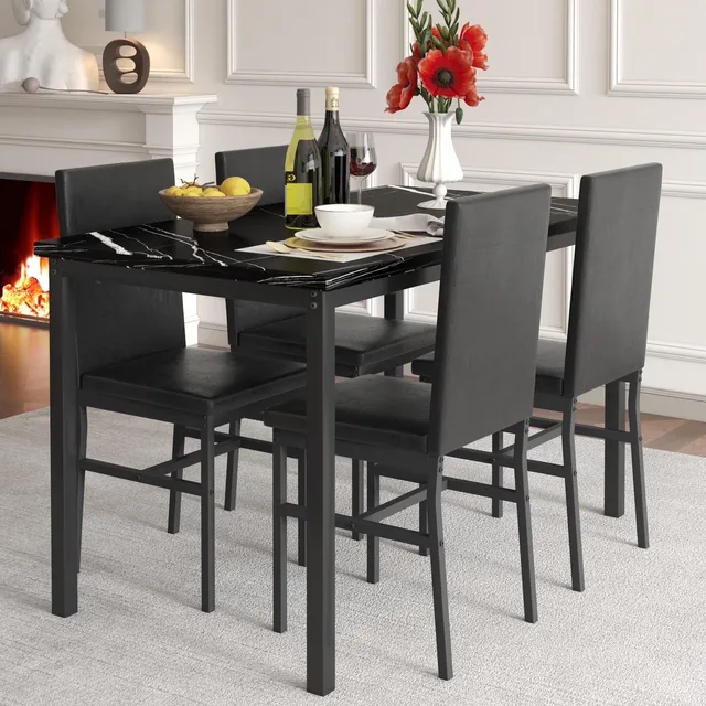 Dining Table 4 persons black 47.2in