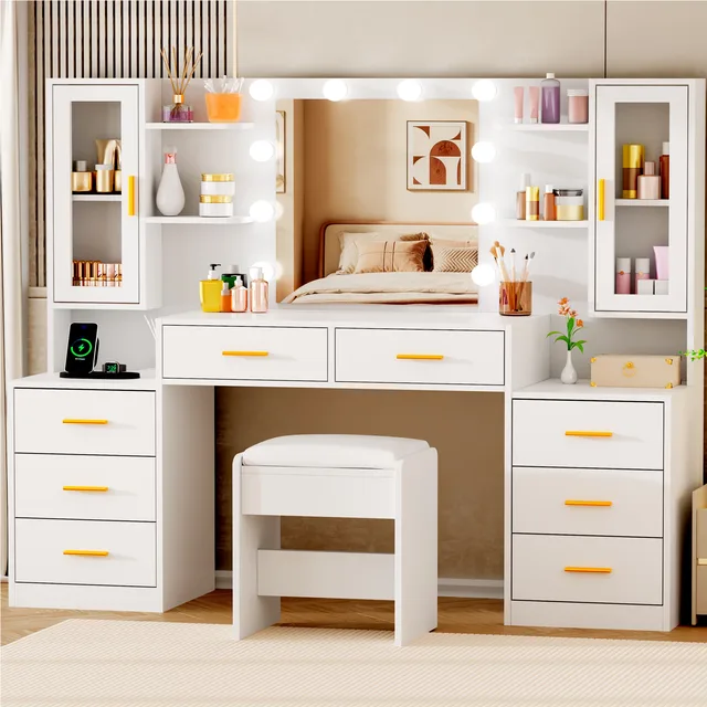 Vanity Desk 59.1" led white