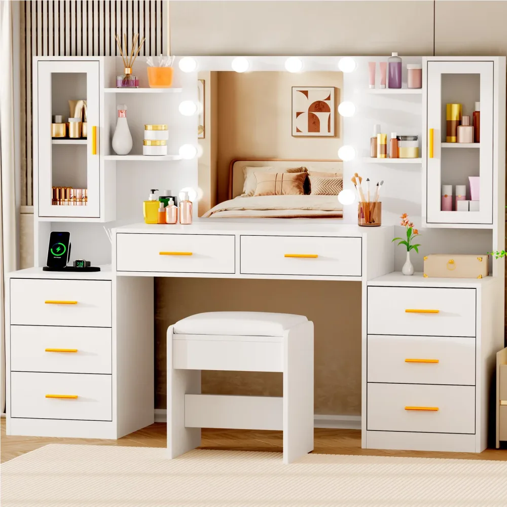 Vanity Desk 59.1" led white