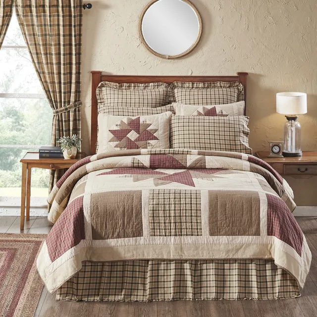 Bedding tan red green