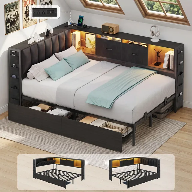 Bed Frame led black 12 inches