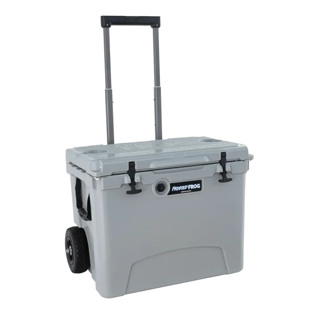 Wheeled Cooler 60 quart telescoping gray