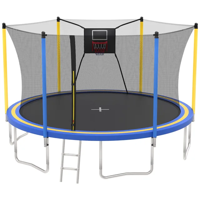Backyard Trampoline 14ft heavy-duty blue