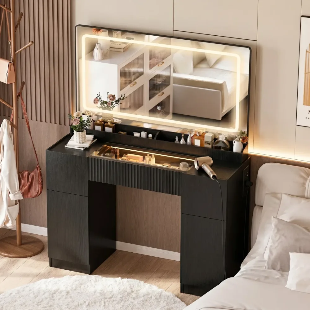 Vanity Desk 44" led black