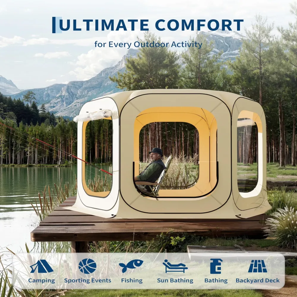 Tent 6-8 persons portable beige