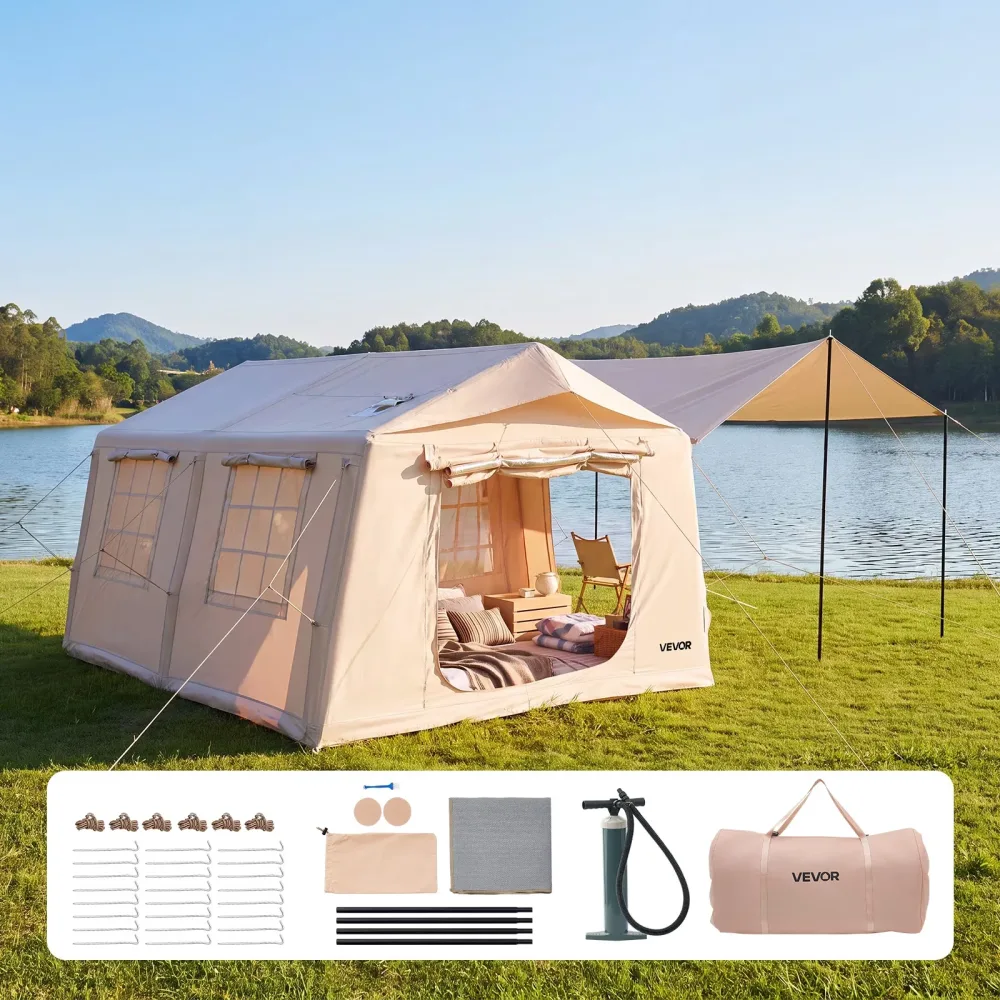 Inflatable Tent 5-8 person waterproof beige