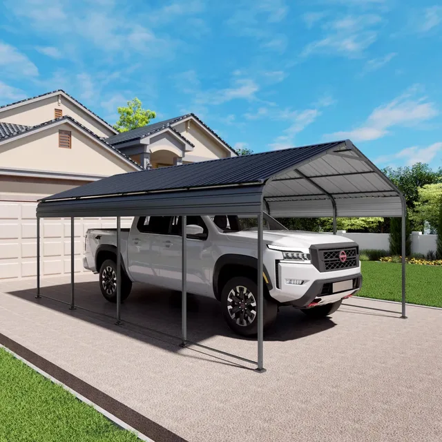Metal Carport 332.8 lbs gray black