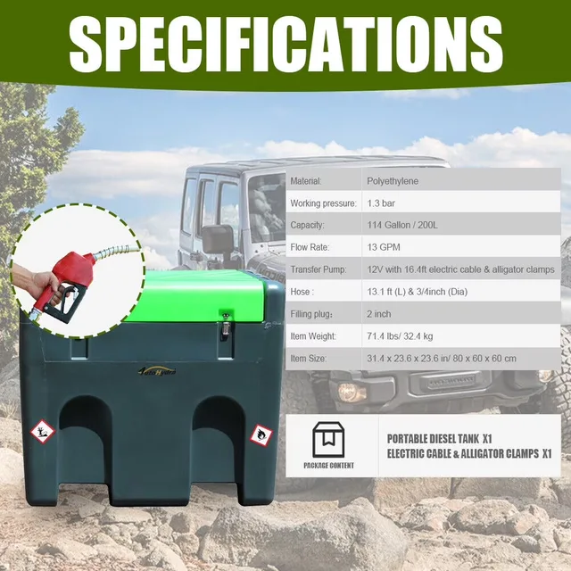 Fuel Storage portable 114 gallon 12v