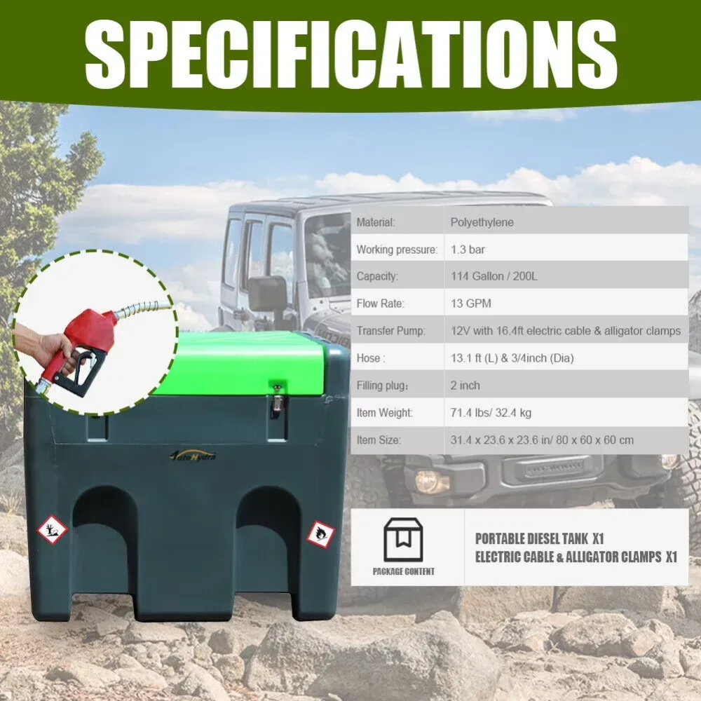 Fuel Storage portable 114 gallon 12v