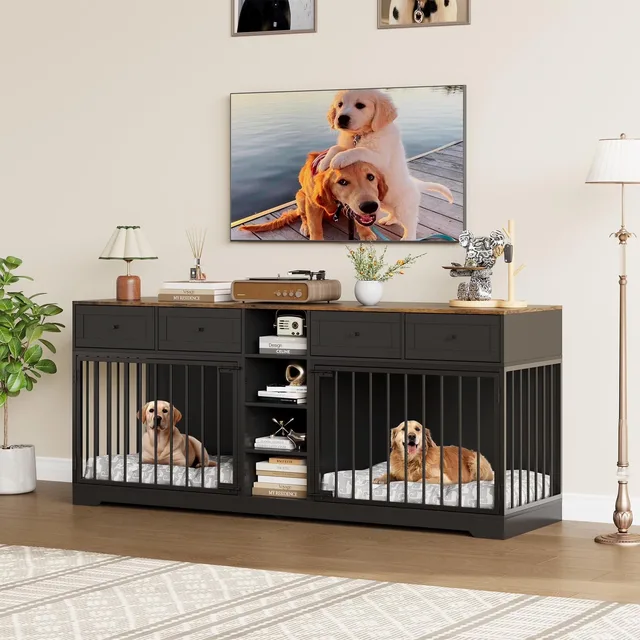 Dog Crate 82" black 100 lbs