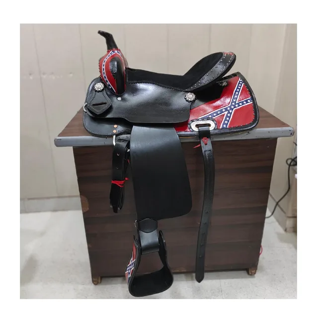Horse Saddle black red 10"