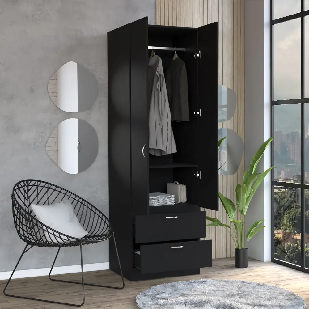 Room Bedroom 76" white black