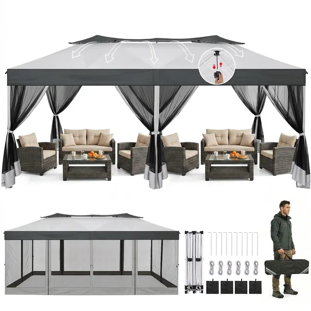 Gazebo Canopy brown gray 2-3 people