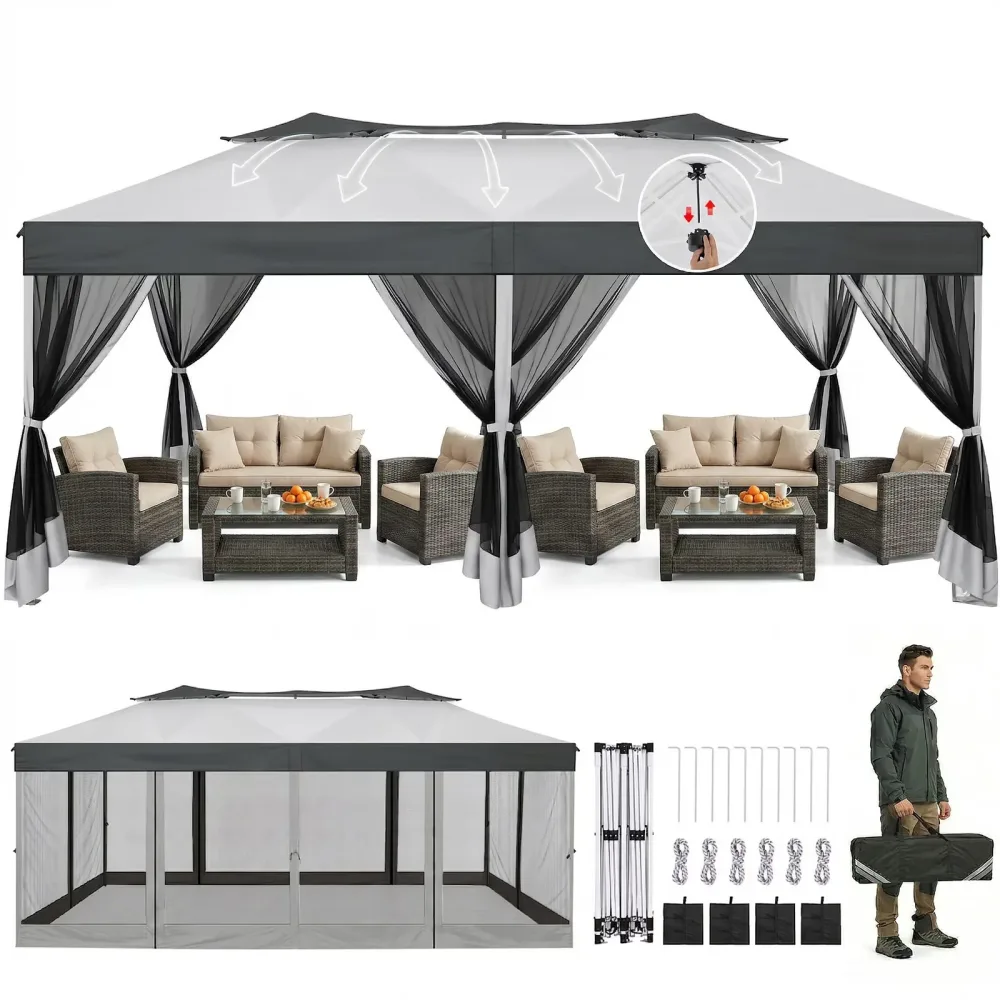 Gazebo Canopy brown gray 2-3 people