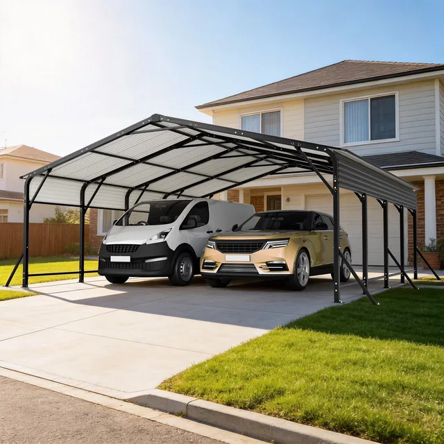 Steel Carport 20' black 244"