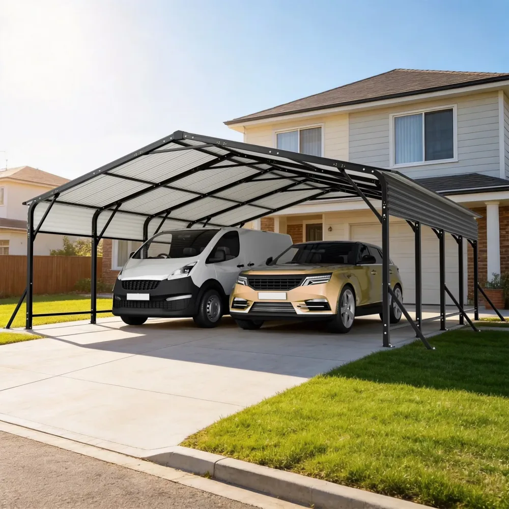 Steel Carport 20' black 244"