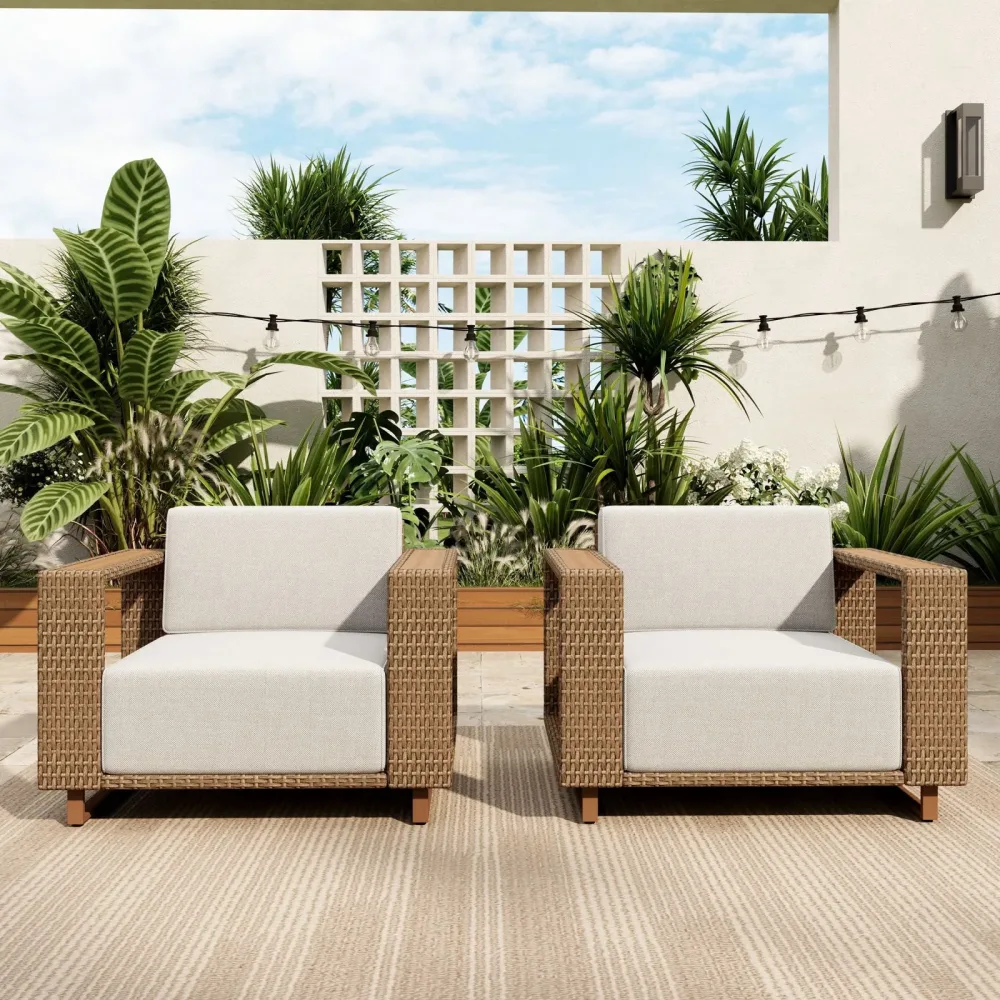 Wicker Patio yellow brown beige