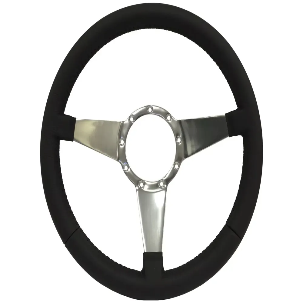 Leather Steering 14 inch 2 inch black