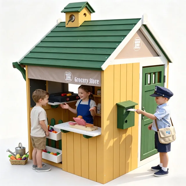 Backyard Playhouse white green