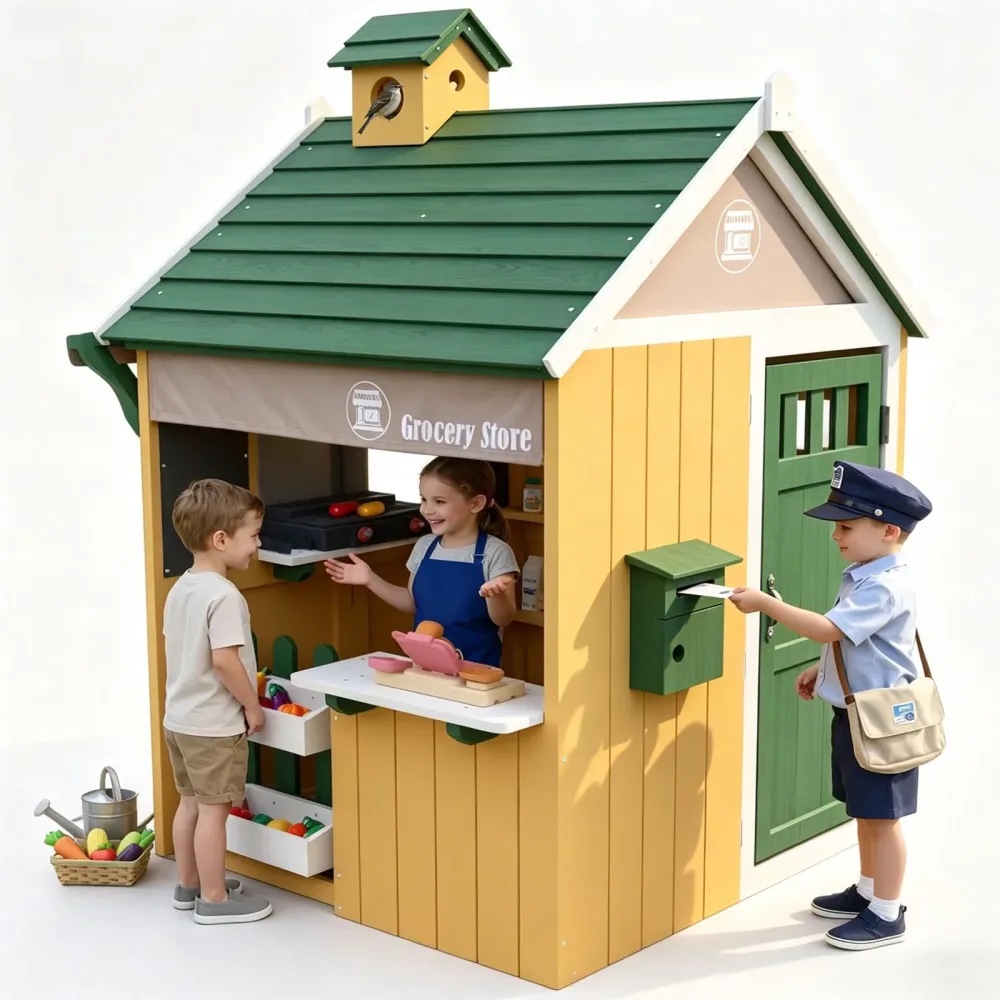 Backyard Playhouse white green