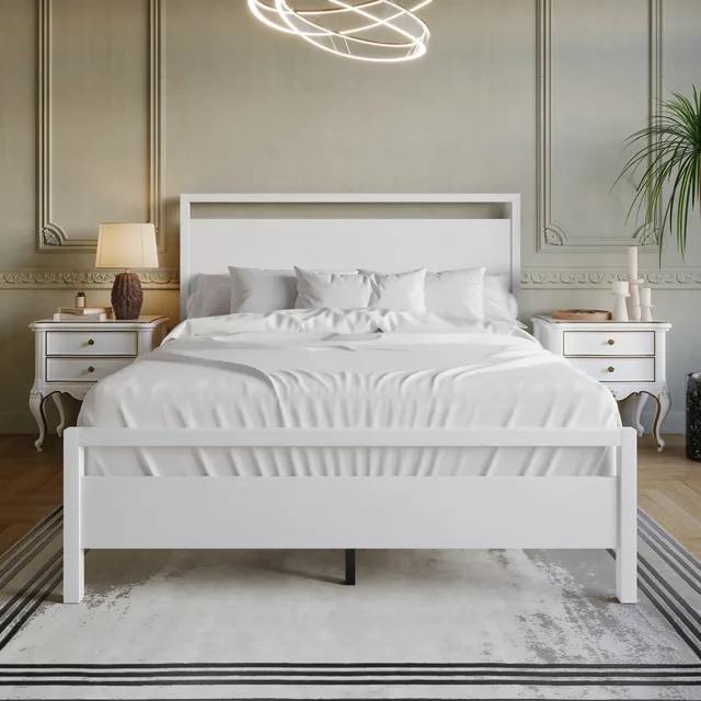 Panel Bed white 39.4 in black
