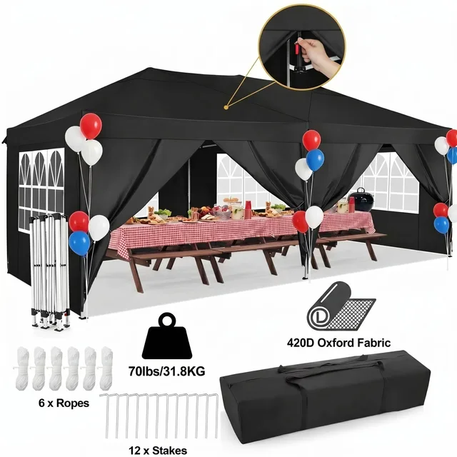 Canopy Tent gray black 330 cm