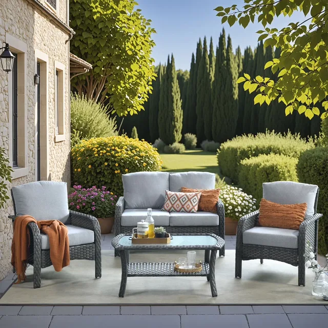 Patio Furniture gray 4 people 3.5"
