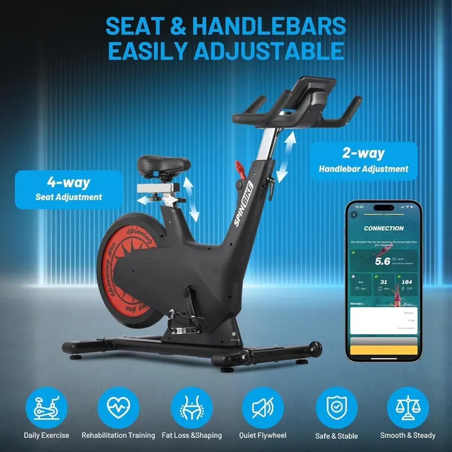 Stationary Bike adjustable black red