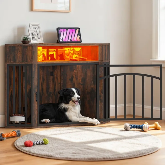 Dog Crate 52 inch led brown