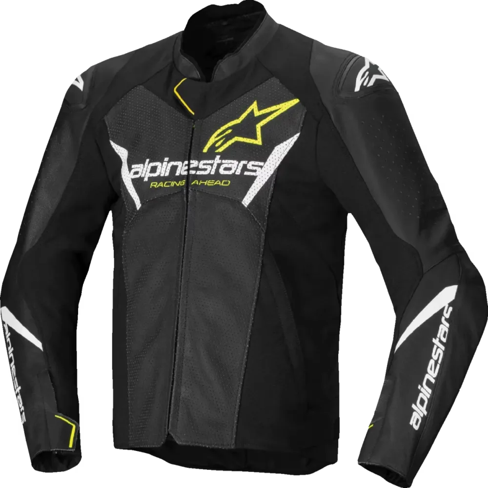 Leather Jacket black white yellow