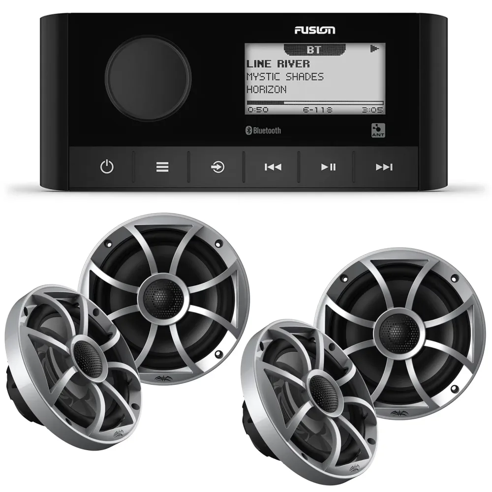 Marine Stereo 2 pairs 6.5" silver
