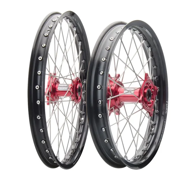 Wheel black silver red