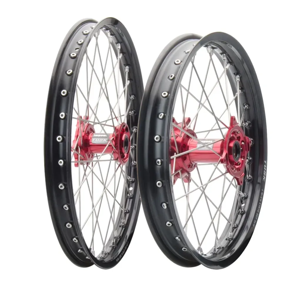 Wheel black silver red