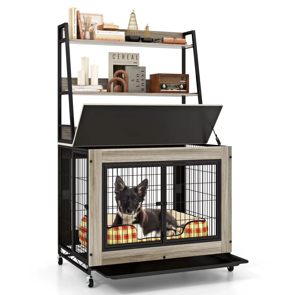 Dog Crate brown gray 59'