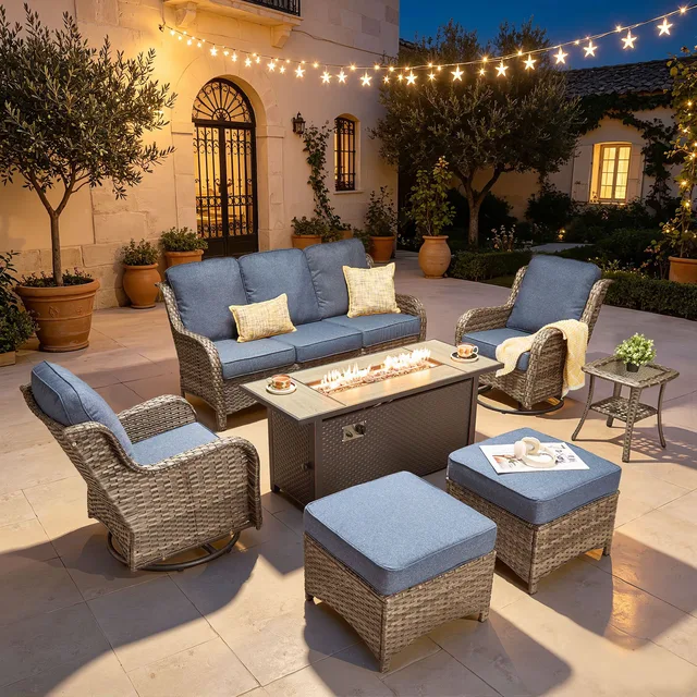 Patio Furniture beige blue gray