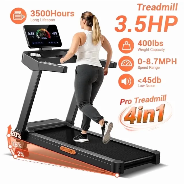 Incline Treadmill 3.5 hp 400lbs foldable